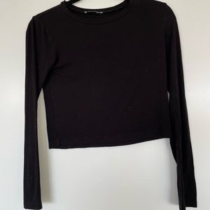 Zara Long Sleeve Black Crop Top